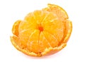 Single peeled tangerine, orange fruit, citrus on