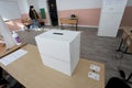 Single people on Election day in empty polling stations voting for President in Sofia, Bulgaria on NOV 21, 2021