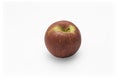 Single perfect fresh organic Ambrosia apple with water drop and leaf on white isolated background, clipping path. red apple is