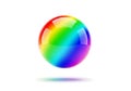 A vibrant glossy egg adorned with a rainbow gradient floating against a clean white backdrop Royalty Free Stock Photo
