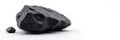 Single piece of coal on pristine white background , close up, anthracite, dark Royalty Free Stock Photo