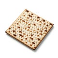 Single piece of crispy, toasted matzo with characteristic perforated texture on white background Royalty Free Stock Photo
