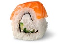 Single piece of sushi roll of Philadelphia rotated