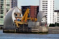 Single pier of Thames Barrier in Woolwich, London, United Kingdom Royalty Free Stock Photo