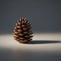 Pine cone is placed on a smooth surface casting a long shadow to the Royalty Free Stock Photo