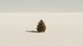 A single pine cone stands alone in a vast, white expanse. Royalty Free Stock Photo