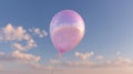 A single pink balloon floats against a backdrop of a clear blue sky with scattered, soft clouds Royalty Free Stock Photo