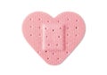 Pink Heart Shaped Bandage with Perforations medical Royalty Free Stock Photo