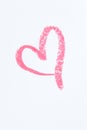 Single Pink Lipstick Heart on White Paper Royalty Free Stock Photo