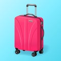 Single pink luggage travel bag isolated - baggage travel suitcase icon Royalty Free Stock Photo