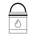 Single plastic bucket icon cartoon in black and white