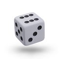 Single playing dice on white background. Realistic vector image, game accessory