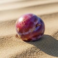 Single Plum on Sand Royalty Free Stock Photo