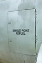 Single point refuel decal on an old aircraft Royalty Free Stock Photo