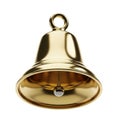 A shiny brass handheld bell with a ring at the top isolated on white background Royalty Free Stock Photo