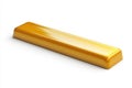 A single, polished gold bar on a white background isolated on white background Royalty Free Stock Photo