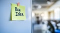 A single post-it note with Big Idea written on it, stuck to a clean Royalty Free Stock Photo