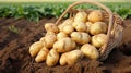 Single potato basket farm fresh harvest Royalty Free Stock Photo