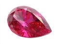 Pear Shaped Vibrant Pink Ruby Gemstone With Sharp Facets Isolated On White Background Royalty Free Stock Photo
