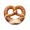 Single pretzel with coarse salt on white background Royalty Free Stock Photo