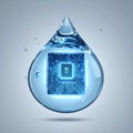 Smart Water Technology with Digital CPU Chip Royalty Free Stock Photo