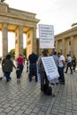 A single protest action against Zionism on the Pariser Platz in front of the Brandenburg Gate. Royalty Free Stock Photo