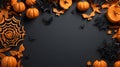 Single Pumpkin on Web Texture Halloween Background