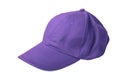 A single purple baseball cap isolated on a white background in a studio setting view from side Royalty Free Stock Photo