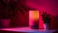 A single purple pill in a vase of healing herbs generated by AI