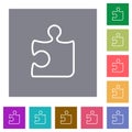 Single puzzle piece outline square flat icons Royalty Free Stock Photo