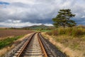 Single railway track in Rana, Czech Republic