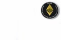 Single Real coin of cryptocurrency Silver Ethereum on w