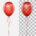 Single realistic red balloon with the string.