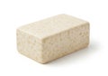 A single rectangular block of light colored tofu isolated on white background Royalty Free Stock Photo