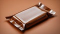 A single, rectangular confectionery item, possibly a chocolate bar or a similar treat, is tightly sealed within a glossy, brown Royalty Free Stock Photo
