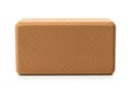 A single rectangular cork yoga block for exercise and fitness support isolated on white background Royalty Free Stock Photo