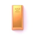 A single rectangular gold bar with inscribed text on a white background Royalty Free Stock Photo