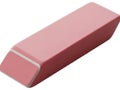 A single rectangular pink eraser with beveled edges sits on a white background Royalty Free Stock Photo
