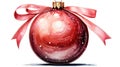 Single Red Christmas Ball In Watercolor Clipart Design