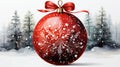 Single Red Christmas Ball In Watercolor Clipart Design