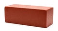 Single red clay building brick object isolated on for construction isolated on white background Royalty Free Stock Photo