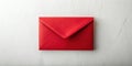 A single red envelope rests on a textured white surface. Generative AI Royalty Free Stock Photo