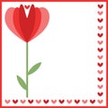 Red flower and hearts vector greeting card Royalty Free Stock Photo