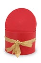 Single red gift box with golden ribbon