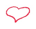 Single red heart outline vector illustration on white background. St Valentine Day clipart. Chalk texture heart frame