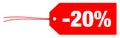 Single Red Horizontal Label Minus Twenty Percent