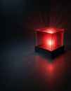 Red Cube Light on Dark Background Royalty Free Stock Photo