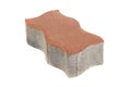 Single red pavement brick, isolated. Concrete block for paving