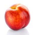 Single red peach fruit isolated on white background. Royalty Free Stock Photo