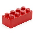 Red Building Block Toy with Eight Studs on a White Background Royalty Free Stock Photo